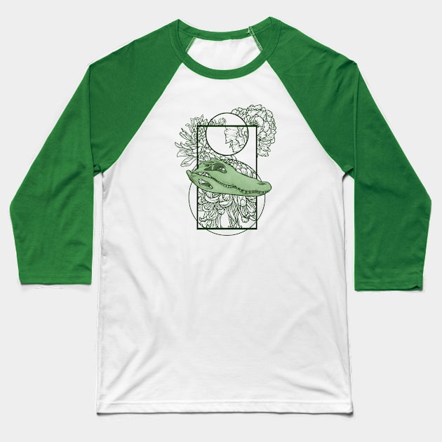 Alligator Skull Baseball T-Shirt by RiaoraCreations